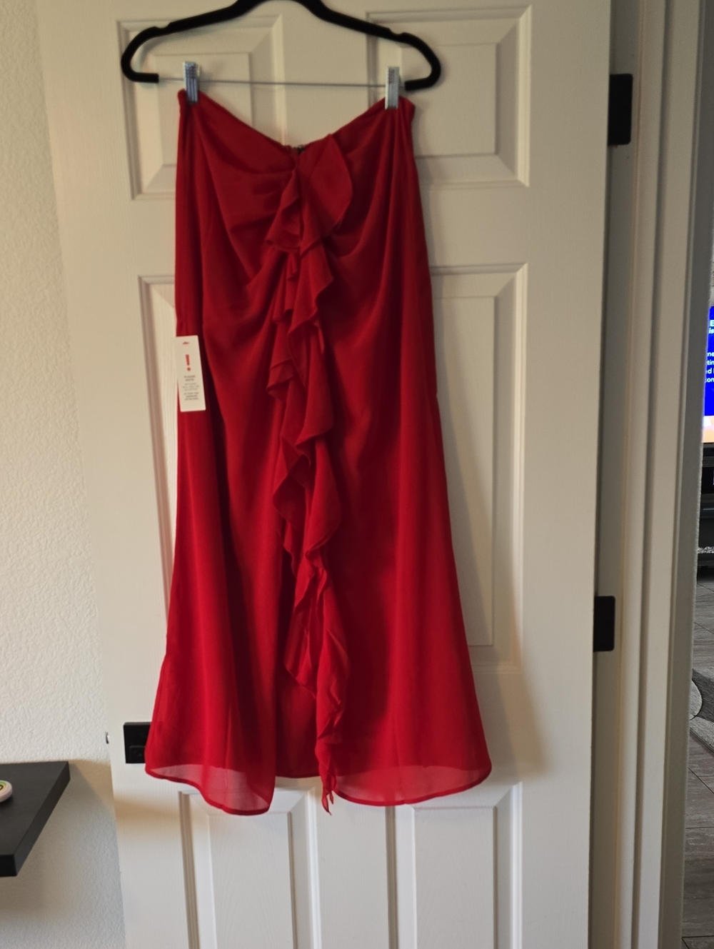 Bardot Red Ruffle-Front A-Line Skirt - Picture 1 of 8